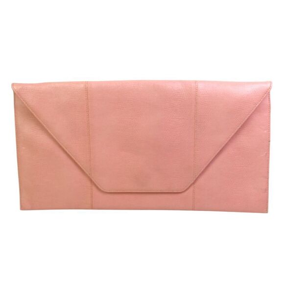 Halogen POWDER PINK REAL LEATHER CHAIN STRAP ENVELOP SHOULDER BAG HANDBAG CLUTCH - Picture 1 of 15